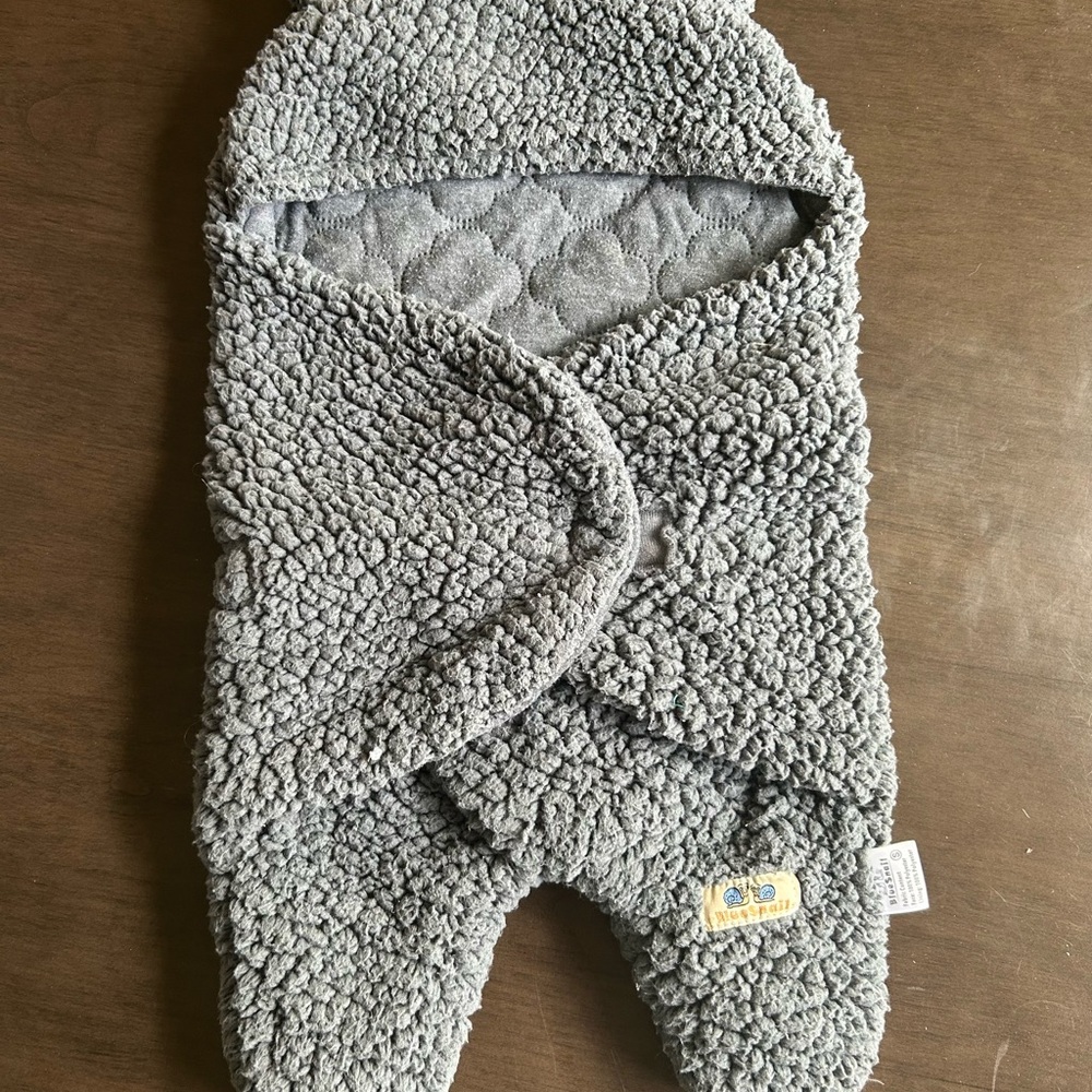 Cozy Grey Sherpa Baby Sleep Sack Swaddle